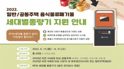 [서울 강동] 2022 일반/공동주택 음식물류폐기물 세대별 종량기 지원 안내